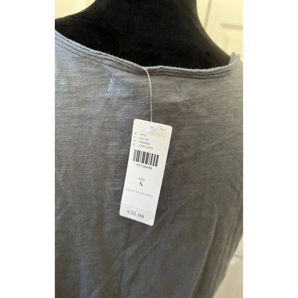 NWT New Eri + Ali Anthropologie Ruffled Pocket Peplum Tank Gray Small S - Picture 6 of 7